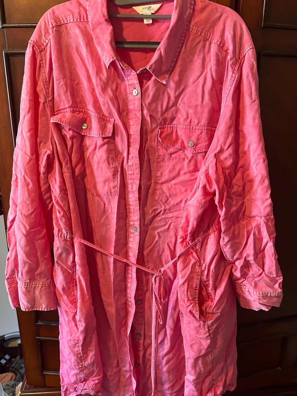 Terra & Sky Pink Button-Front Shirt Dress - Picture 2 of 4